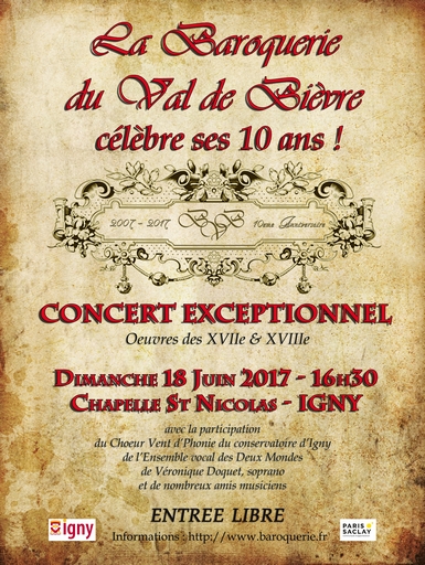 Concert anniversaire des 10ans de la Baroquerie