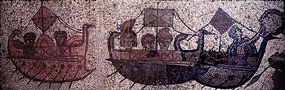 navires d'Enée, mosaïque romaine